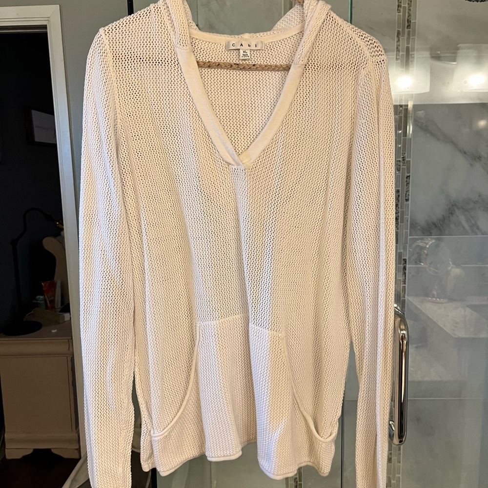 Light weight white Cabi hooded sweater size XL